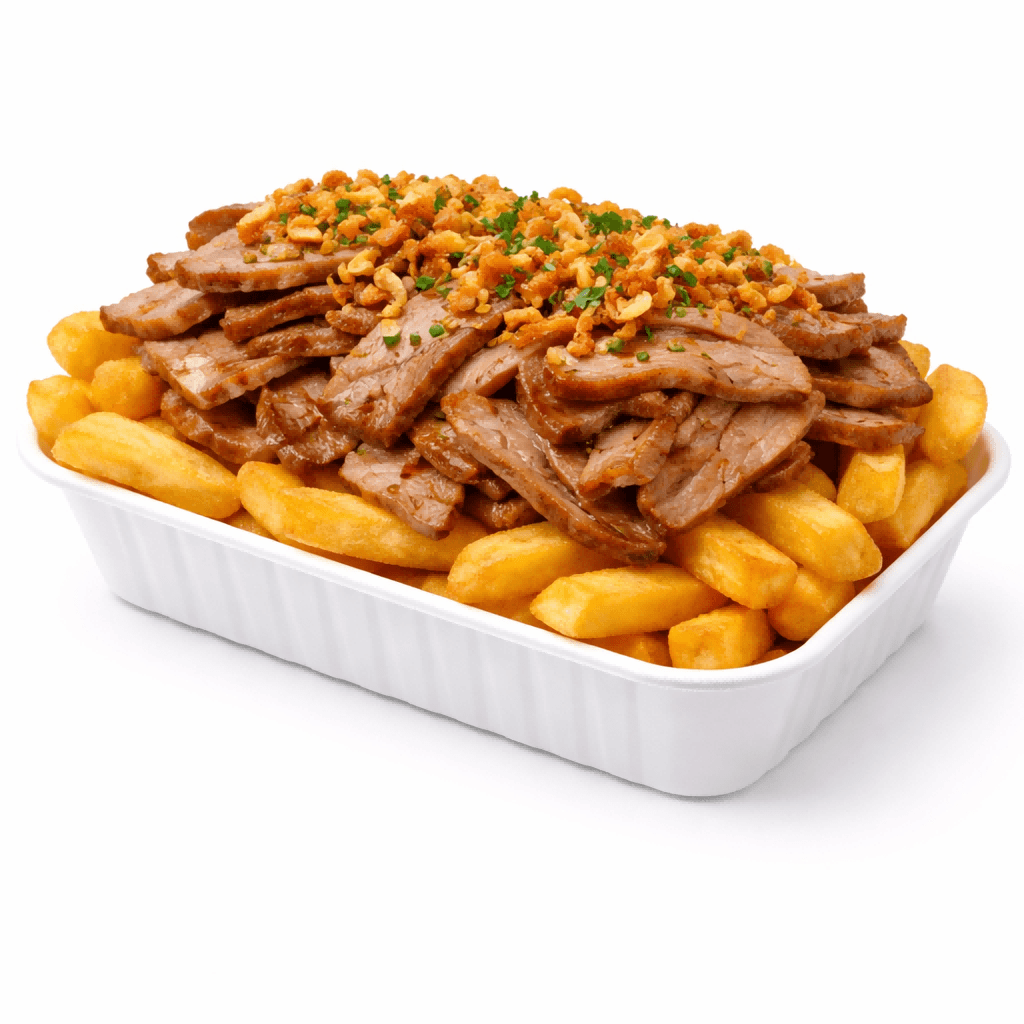 Friet warm vlees